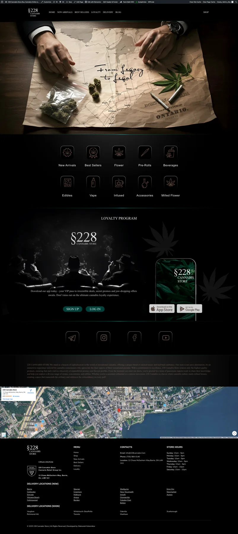228 Cannabis website homepage
