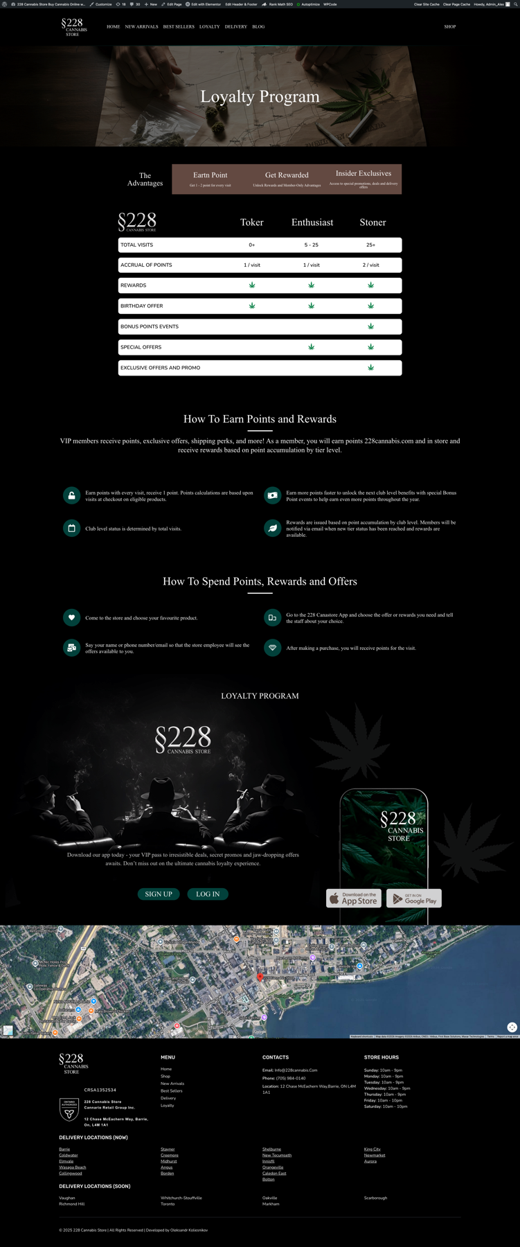 228 Cannabis loyalty program page
